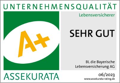 Die Bayerische Unternehmensqualität: Mit sehr gut bewertet von Assekurata 06/21